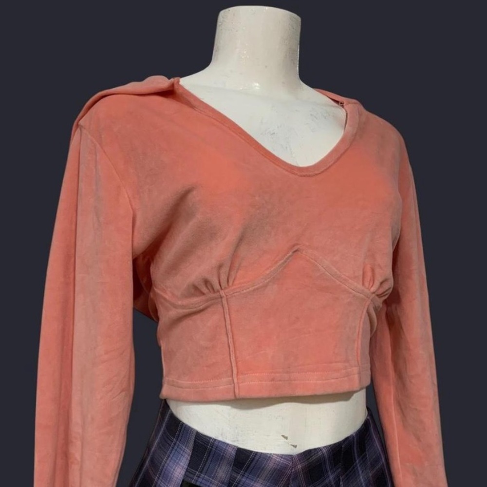 Peach Long Sleeve Crop Top